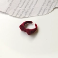 Elegant red flocked velvet bowknot open ring for women on a vintage newspaper background - Wine Red Bowknot