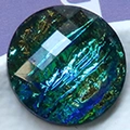 Gefacetteerde iriserende hars cabochon in sprankelende gradiënt groene en blauwe kleuren - Rond (B02-2-49-52)