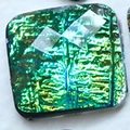 Vierkante hars bedel met groen en goud Van Gogh olieverf textuur voor DIY sieraden - Vierkant (B02-2-49-52)