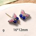 Gros plan de breloques papillons en céramique 16x12mm pour la création de bijoux - Style Mixte Rose Bleu Jaune Noir (92#9)