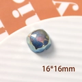 Vista detallada de una cuenta de corazón de resina azul de 16mm con acabado perlado - Estilo Cuadrado Pequeño / 1 Pieza / Azul Fantasía
