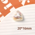 Macro shot of 20x16mm iridescent heart resin bead with pink and green pearl luster finish - Small Heart Style / 1 Piece / Beige