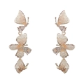 Pendientes de mariposa de cristal degradado con piedras rosas y acabado plateado - 16# Pendientes Colgantes Largos De Triple Mariposa De Cristal Degradado Rosa