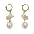 Elegant butterfly pearl drop earrings with sparkling cubic zirconia and gold finish - Rhinestone Butterfly Pearl Drop Style