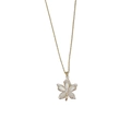 Golden necklace featuring a maple leaf shell pendant with sparkling zircon embellishments - Gold