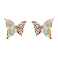 Elegante Schmetterlingsstecker mit Perlen und blauen Kristallen in Goldoptik - Grüne Perle Spleißen Schmetterling (Dick Vergoldet) / Grün
