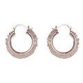 Aros de plata con cristales incrustados y diseño de cierre de clic elegante - 17# Pendientes De Aro Texturizados Redondos De Cristal Pavé Rosa