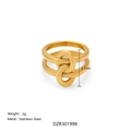 18k gold plated stainless steel double layer interlaced knot ring in gold finish - US 6 / Gold