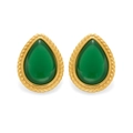 18k gold plated stainless steel teardrop earrings with green emerald stone inils - Gold Green Stone