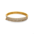 Sparkling 18k gold plated multi-layer spiral bangle with crystals and ball ends - Gold