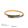 18k gold plated stainless steel spiral bracelet with multicolored sparkling crystals - Gold + Multicolor Rhinestone