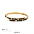 Gold plated stainless steel honeycomb bracelet with black and white crystal inlay - Gold + Black and White Rhinestone