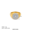 Two-tone 18k gold plated stainless steel sun pattern ring with granular edge details - US 6 / Sun (DZR101893)