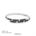 Double-layered tennis bracelet in stainless steel with black and white zircon stones - Silver + Black White Rhinestone