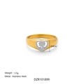 Two-tone 18k gold plated stainless steel ring with hollow heart and floral motif - US 6 / Flower (DZR101899)