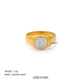 Vintage 18k gold plated stainless steel 1901 sun ring with silver coin detail - 1901 Coin (DZR101905)