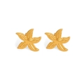 Pendientes de estrella de mar en titanio chapado en oro 18K con superficie texturizada - Estrella de Mar Grande Dorada (Par)
