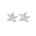 Pendientes de estrella de mar plateada pulida con detalles granulosos de estilo marino - Estrella de Mar Grande Plateada (Par)