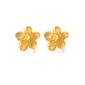 Pendientes de flor de acero de titanio chapados en oro 18K con acabado mate texturizado - Flor Dorada (Par)