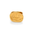 Anello in acciaio inossidabile placcato oro 18k con trama a onde d'acqua vintage e forma - Stile Pieghettato-Oro