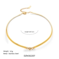 18k gold plated stainless steel necklace with three sparkling crystal circles - Collar 40+5cm / Gold