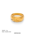 Minimalist 18k gold plated stainless steel wave ring featuring a spiral texture design - US 6 / Gold Small Vortex
