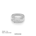 Sleek silver stainless steel ring featuring a unique ocean wave spiral pattern design - US 6 / Silver Small Vortex