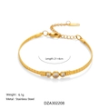 Vintage 18k gold plated stainless steel flat snake chain bracelet with white zircons - Anklet 21+4cm / Gold
