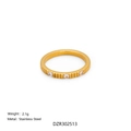 18k gold plated stainless steel ring with vertical stripes and three inset zircons - US 6 / Square Rhinestone Row Style (Style 2) / Gold
