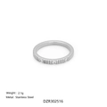 Silver striped stainless steel ring with micro-set zircon stones weighing 2.1g - US 6 / Square Rhinestone Row Style (Style 2) / Silver