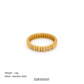 Gold plated stainless steel striped ring with micro-set zircon stones, weight 2.4g - US 6 / Five-Row Rhinestone Style (Style 3) / Gold