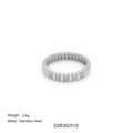 Zilveren roestvrijstalen gestreepte ring met zirkoon inleg, weegt 2,4g, model DZR302510 - US 6 / Stijl met vijf rijen strass (Stijl 3) / Zilver