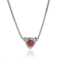 Silver triangle necklace with red gemstone and diamonds in cable chain design - 38+5cm / Silver Red Zirconia Necklace