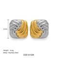 Boucles d'oreilles bicolores en acier inoxydable or 18 carats et argent, forme étoile - Style Carré