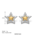Boucles d'oreilles étoiles bicolores argent et or 18k en acier inoxydable 2,9cm - Style Étoile