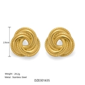 Boucles d'oreilles créoles torsadées en acier inoxydable doré 18 carats de 2,9 cm de diamètre - Boucles d'Oreilles à Nœud en Spirale (Style E)