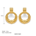 Boucles d'oreilles torsadées géométriques en or 18k irrégulières en acier inoxydable - Boucles d'Oreilles Créoles Vintage à Côtes (Style F)