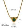 Collar grueso de acero inoxidable dorado con colgante triangular y piedra verde - Collar Verde