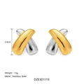 Boucles d'oreilles clous en X bicolores en acier inoxydable plaqué or 18 carats - Style Croisé