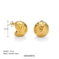 Créoles irrégulières plaquées or 18k en acier inoxydable martelé, taille 2,1 cm - Boucles d'Oreilles à Texture Martelée (Style K)