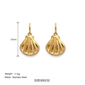Orecchini a conchiglia in acciaio inossidabile placcato oro 18k con zirconi - Orecchini Capasanta con Strass Bianco (DZE500232)
