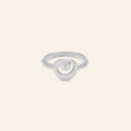 Artistic silver finish stainless steel ring with spiral pattern and textured band - US 6 / Heart Style - Silver