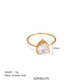 18k gold plated stainless steel heart ring featuring a large clear cubic zirconia stone - US 6 / Gold