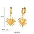 Orecchini a cerchio cuore sole in acciaio inossidabile con dettaglio bicolore - Orecchini (DZE302958)