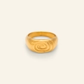 Anello spesso placcato oro 18k in acciaio inossidabile con incisione a spirale vintage - Stile Spirale-Oro