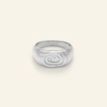 Anello in acciaio al titanio argento lucido con scanalature a spirale e fascia larga - Stile Spirale-Argento
