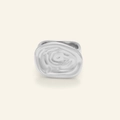 Anello impilabile in argento minimalista con texture organica a impronta digitale - Stile Pieghettato-Argento