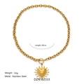 Collana a catena spessa in acciaio inossidabile dorato con pendente a cuore solare - Collana (DZN102333)