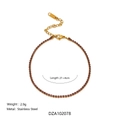 18k vergoldete Tennis-Fußkette mit 2mm lila Zirkonia Steinen und Karabinerverschluss - 21+4cm / Violettes Fußkettchen Stil