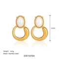 18k gold plated stainless steel oval pearl earrings in minimalist geometric style - Oval Pearl Style (DZE102584) / Pearl Style